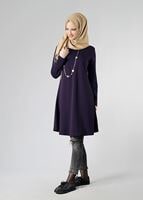 Tesettür giyim MOR BASIC BİSİKLET YAKA TUNİK 4810-2 