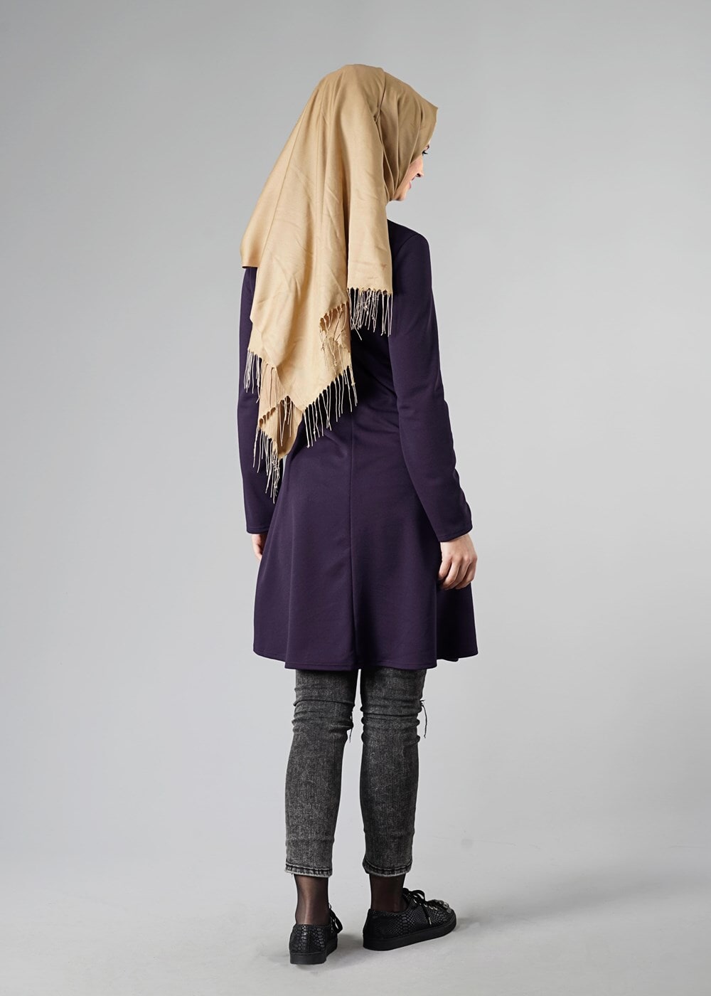 Tesettür giyim MOR BASIC BİSİKLET YAKA TUNİK 4810-2 