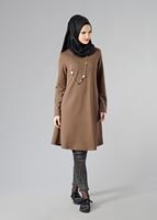 Tesettür giyim KAHVE BASIC BİSİKLET YAKA TUNİK 4810-2 