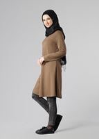 Tesettür giyim KAHVE BASIC BİSİKLET YAKA TUNİK 4810-2 