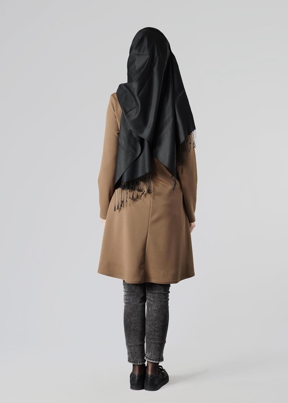 Tesettür giyim KAHVE BASIC BİSİKLET YAKA TUNİK 4810-2 