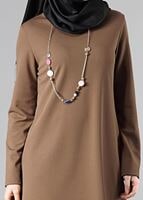 Tesettür giyim KAHVE BASIC BİSİKLET YAKA TUNİK 4810-2 