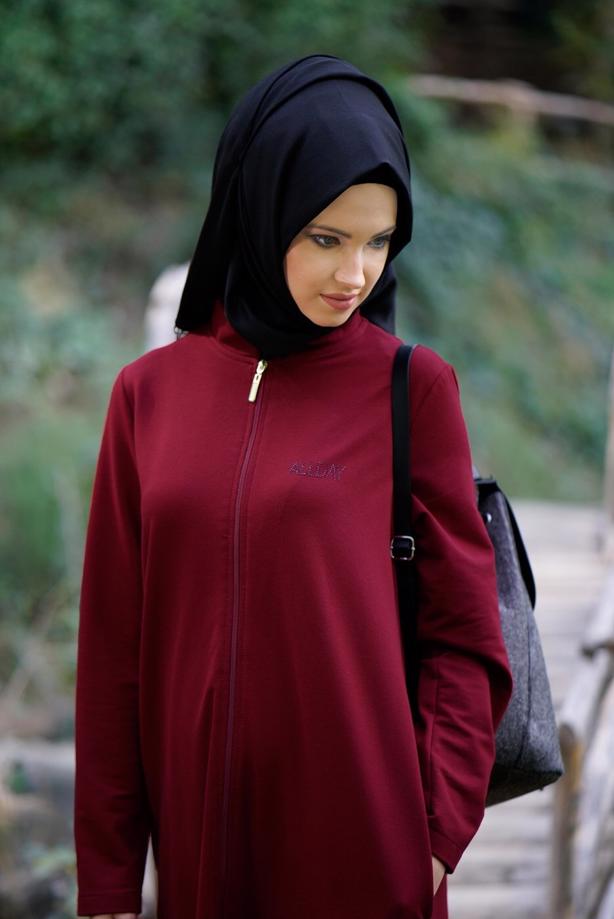 Vêtements hijab ROUGE BORDEAUX TUNIQUE ZIPPÉE 75015  - TRENDTESETTÜR