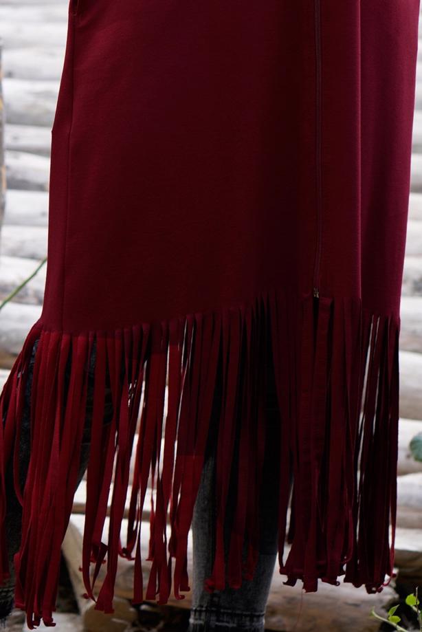 Vêtements hijab ROUGE BORDEAUX TUNIQUE ZIPPÉE 75015  - TRENDTESETTÜR