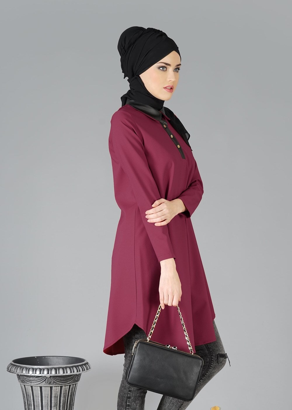 Tesettür giyim BORDO 361 TUNİK