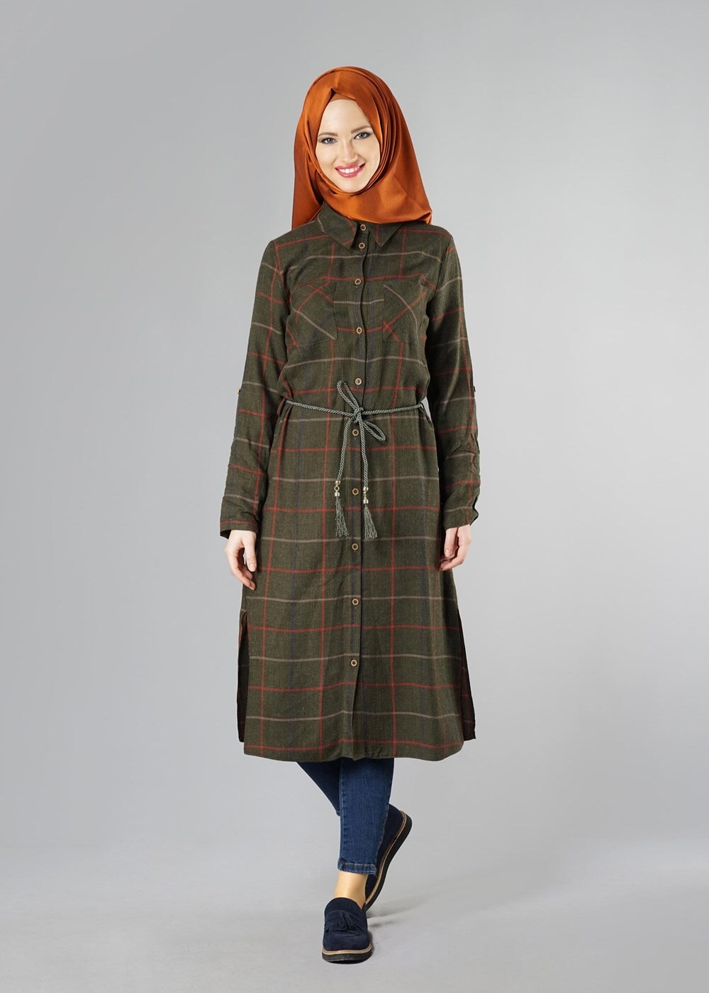 Tesettür giyim HAKİ 0784 TUNİK