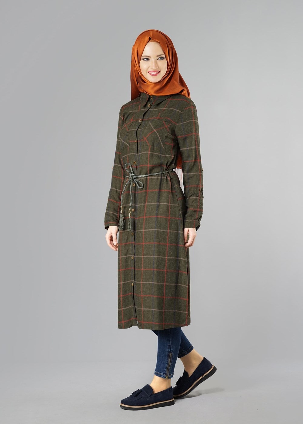 Tesettür giyim HAKİ 0784 TUNİK