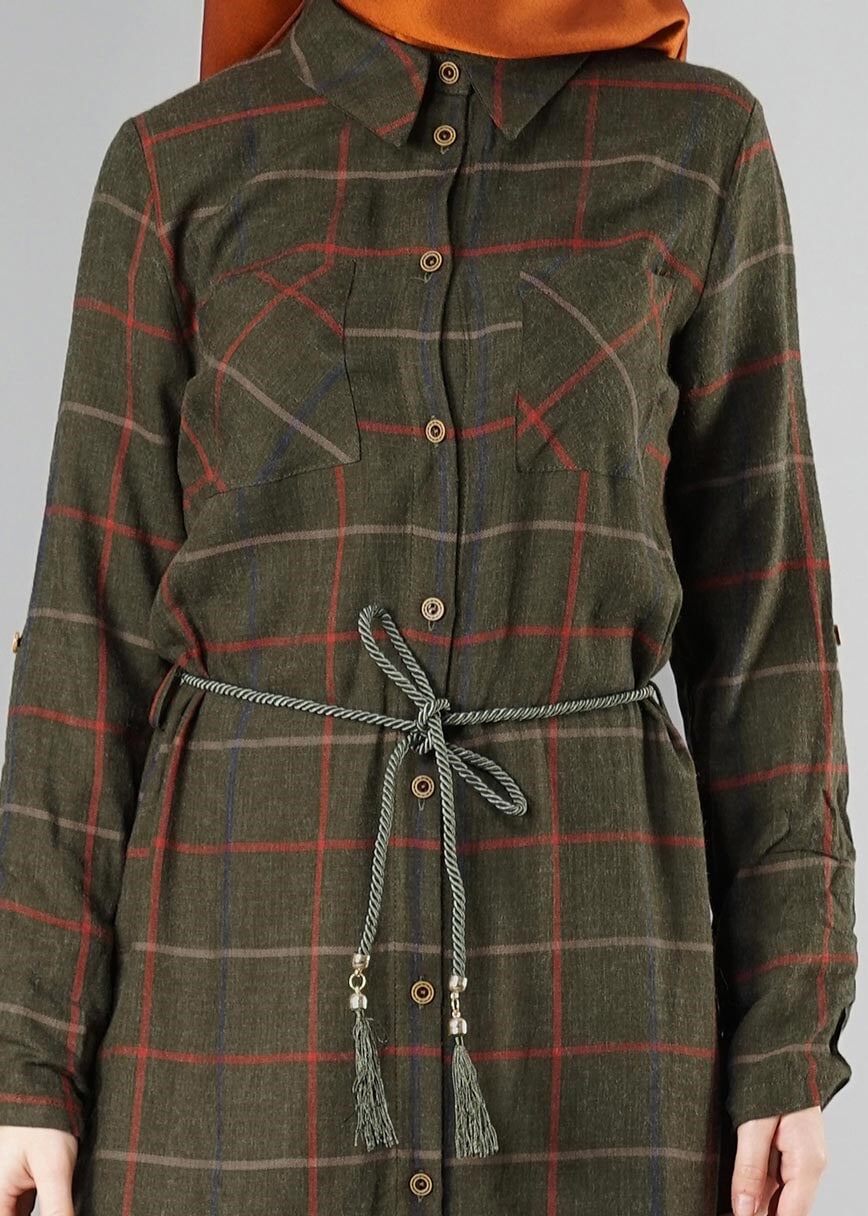 Tesettür giyim HAKİ 0784 TUNİK