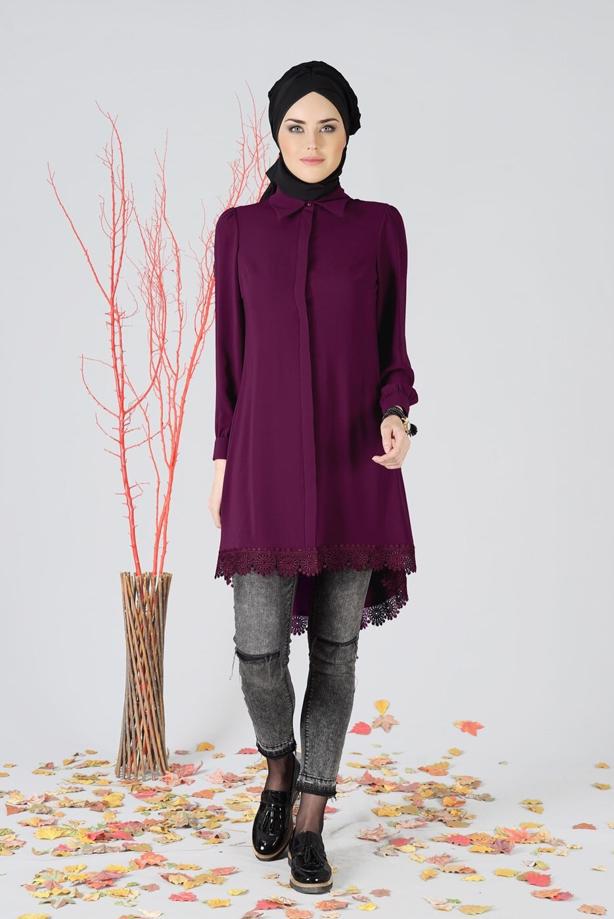 Vêtements hijab  TUNIC WITH LACED HEM 3091  - TRENDTESETTÜR