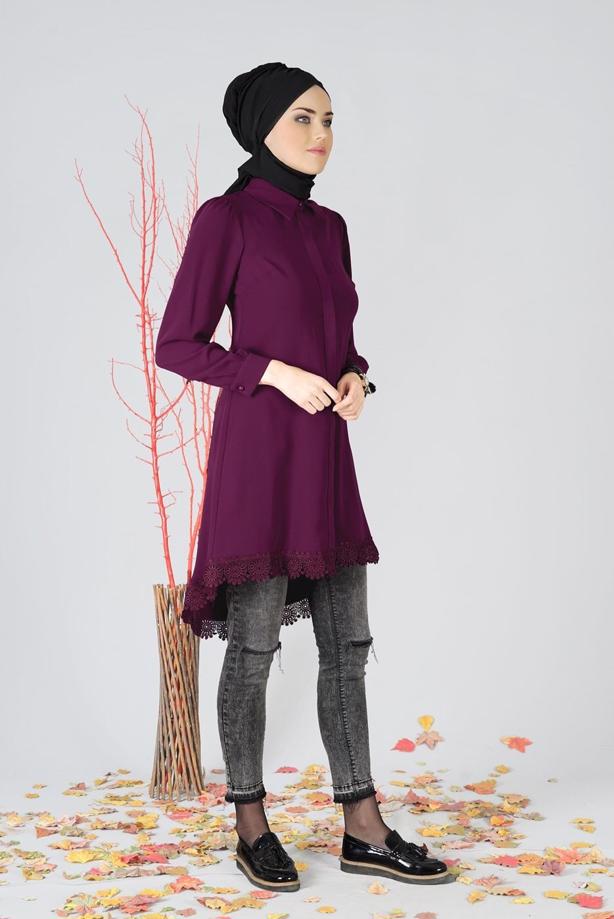 Vêtements hijab  TUNIC WITH LACED HEM 3091  - TRENDTESETTÜR