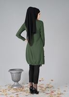 Tesettür giyim HAKİ ETEK UCU BÜZGÜLÜ TUNİK 3187 