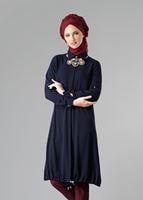 Tesettür giyim LACİVERT ETEK UCU BÜZGÜLÜ TUNİK 3187 