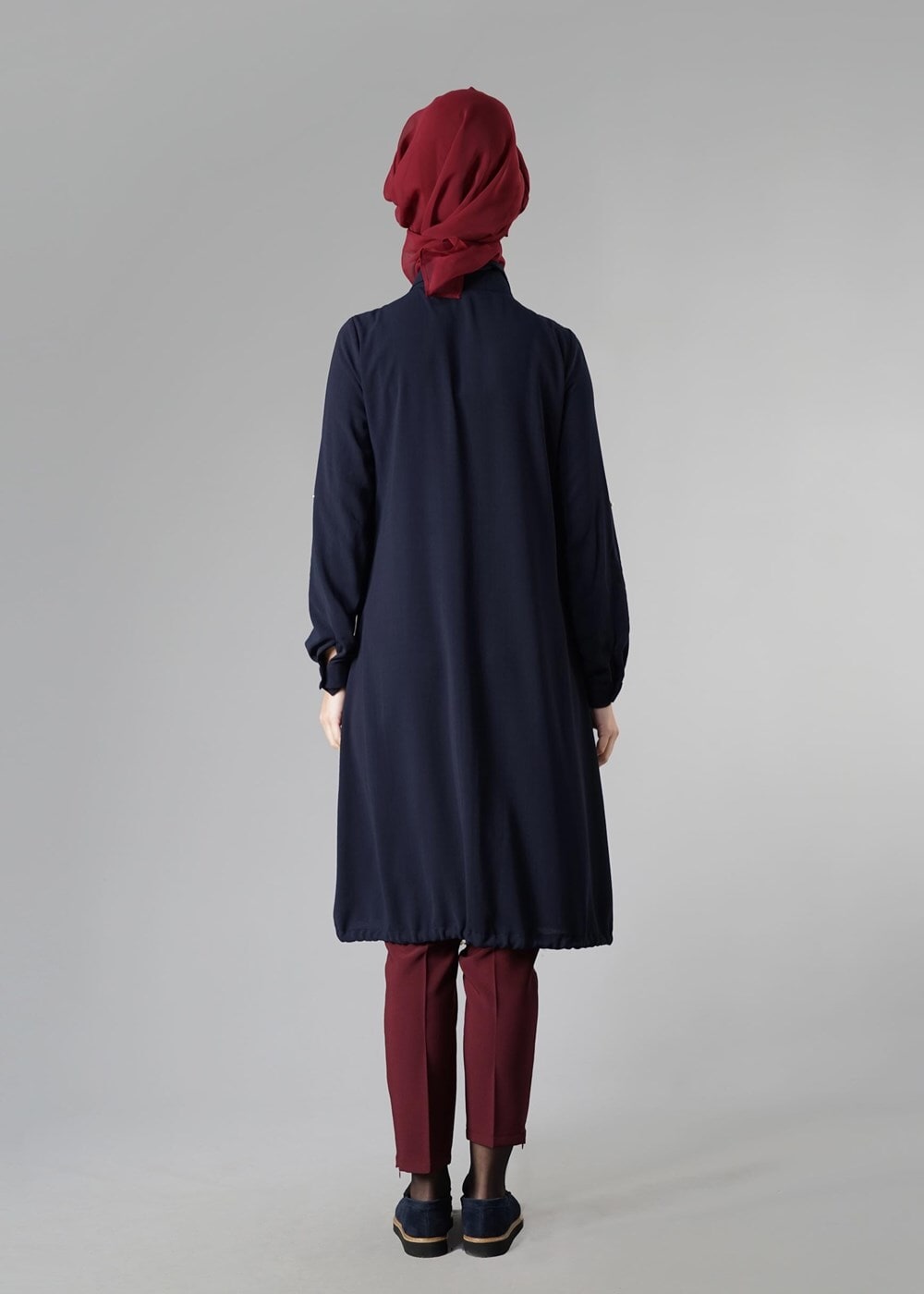 Tesettür giyim LACİVERT ETEK UCU BÜZGÜLÜ TUNİK 3187 