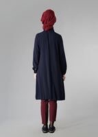 Tesettür giyim LACİVERT ETEK UCU BÜZGÜLÜ TUNİK 3187 