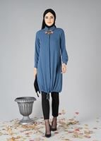 Tesettür giyim LACİVERT ETEK UCU BÜZGÜLÜ TUNİK 3187 