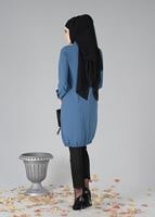 Tesettür giyim LACİVERT ETEK UCU BÜZGÜLÜ TUNİK 3187 