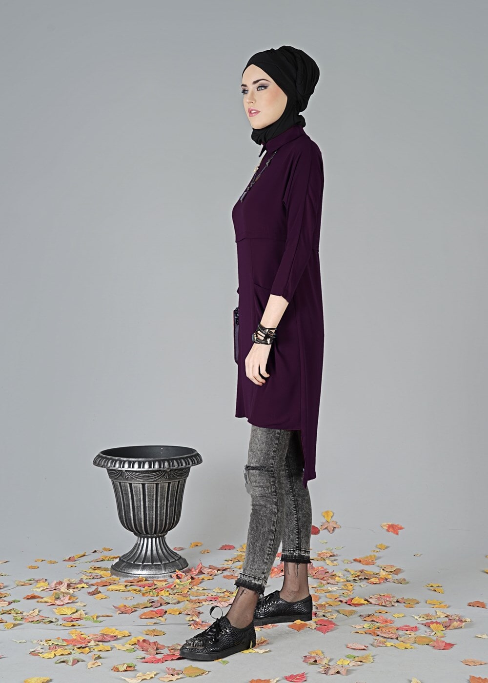 Hijab clothing PURPLE ASYMMETRIC CUT TUNIC 7441