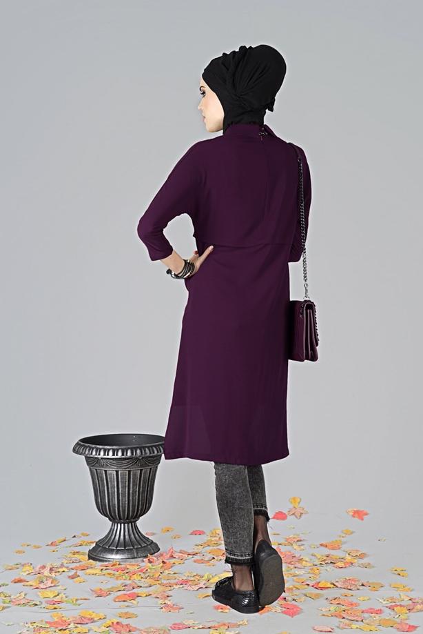 Tesettür giyim  ASİMETRİK KESİM TUNİK 7441  - TRENDTESETTÜR