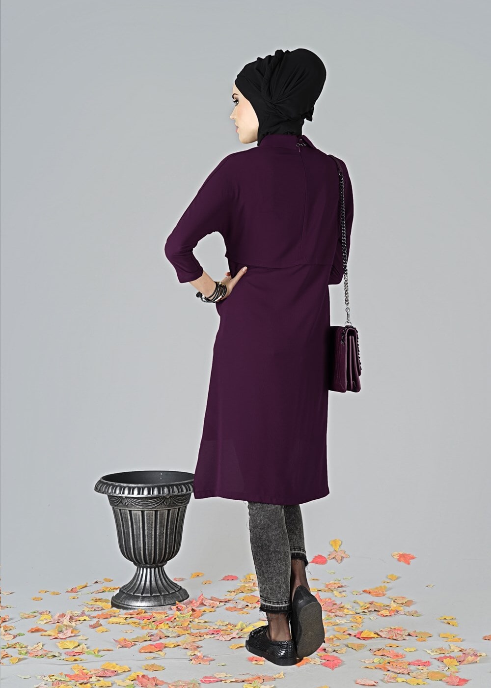 Hijab clothing PURPLE ASYMMETRIC CUT TUNIC 7441