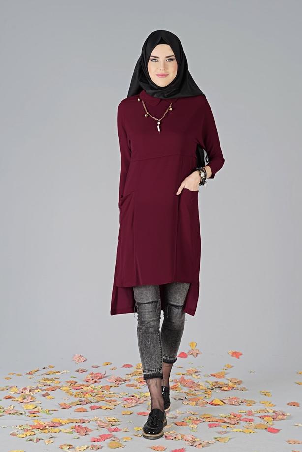 Tesettür giyim  ASİMETRİK KESİM TUNİK 7441  - TRENDTESETTÜR