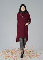 Hijab clothing CLARET RED ASYMMETRIC CUT TUNIC 7441
