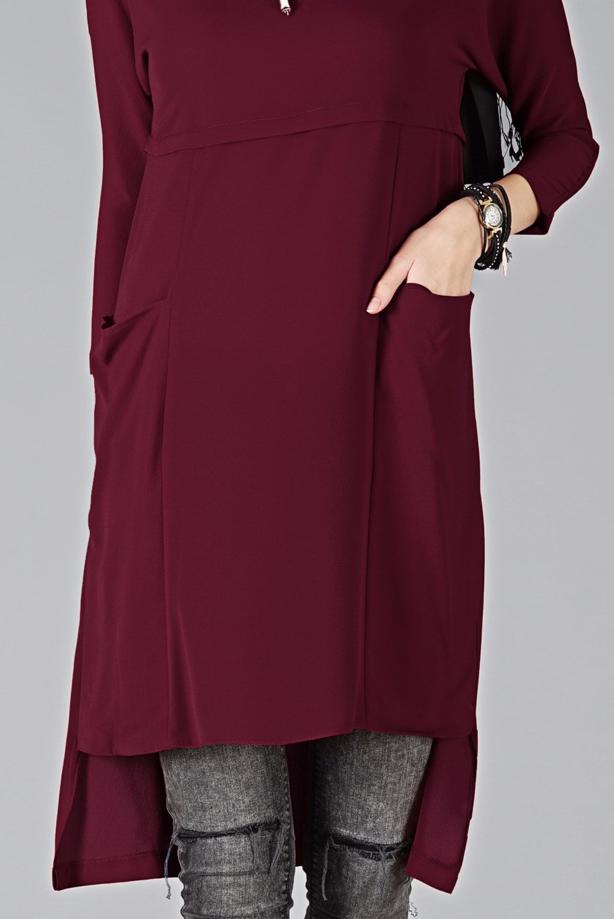 Tesettür giyim  ASİMETRİK KESİM TUNİK 7441  - TRENDTESETTÜR