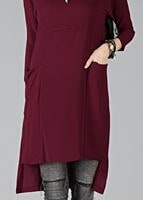 Hijab clothing CLARET RED ASYMMETRIC CUT TUNIC 7441