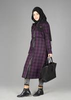 Tesettür giyim MOR EKOSE TRENÇKOT 1898 