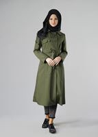 Vêtements hijab KAKI TRENCH-COAT CLASSIQUE AVEC CEINTURE 1008
