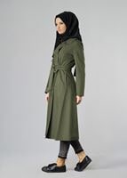 Vêtements hijab KAKI TRENCH-COAT CLASSIQUE AVEC CEINTURE 1008