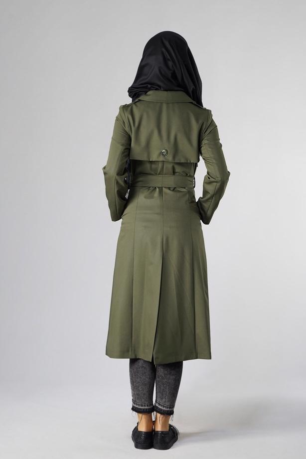 Vêtements hijab  DOUBLE-BREASTED BELTED CLASSIC TRENCH-COAT 1008 - TRENDTESETTÜR