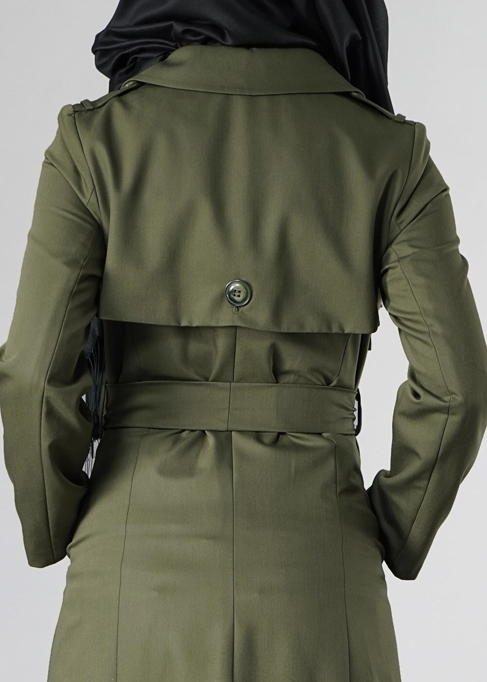 Vêtements hijab KAKI TRENCH-COAT CLASSIQUE AVEC CEINTURE 1008