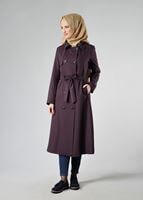 Vêtements hijab PRUNE TRENCH-COAT CLASSIQUE AVEC CEINTURE 1008
