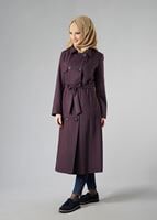 Vêtements hijab PRUNE TRENCH-COAT CLASSIQUE AVEC CEINTURE 1008