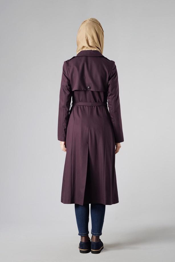Vêtements hijab  DOUBLE-BREASTED BELTED CLASSIC TRENCH-COAT 1008 - TRENDTESETTÜR