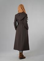 Tesettür giyim KAHVE FERMUARLI KAPÜŞONLU TRENÇKOT 1344