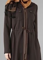 Tesettür giyim KAHVE FERMUARLI KAPÜŞONLU TRENÇKOT 1344