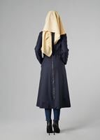 Tesettür giyim LACİVERT KEMERLİ FERMUARLI TRENÇKOT 1352