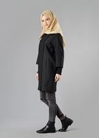 Tesettür giyim SİYAH TRUVAKAR KOL DÜĞMELİ BOL KESİM TRENÇKOT 1383