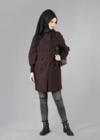 Tesettür giyim BORDO TRUVAKAR KOL DÜĞMELİ BOL KESİM TRENÇKOT 1383