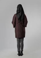 Tesettür giyim BORDO TRUVAKAR KOL DÜĞMELİ BOL KESİM TRENÇKOT 1383