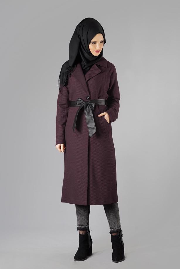 Vêtements hijab  NOTCHED-COLLAR BELTED TRENCH-COAT 1402 - TRENDTESETTÜR