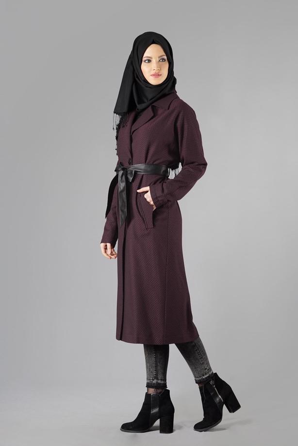 Vêtements hijab  NOTCHED-COLLAR BELTED TRENCH-COAT 1402 - TRENDTESETTÜR