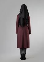 Tesettür giyim BORDO KUŞAKLI CEPLİ TRENÇKOT 1414
