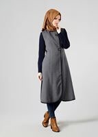 Tesettür giyim LACİVERT BİSİKLET YAKA PÖTİKARE TRENÇKOT 1592