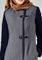 Tesettür giyim LACİVERT BİSİKLET YAKA PÖTİKARE TRENÇKOT 1592