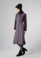 Tesettür giyim MÜRDÜM BİSİKLET YAKA PÖTİKARE TRENÇKOT 1592