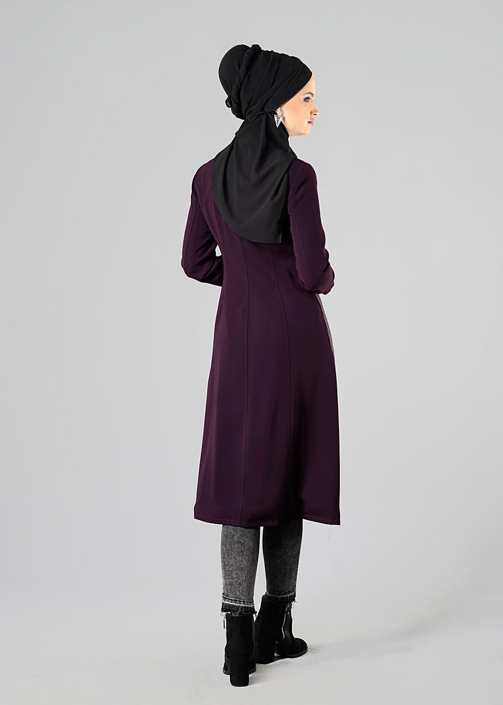 Tesettür giyim MÜRDÜM BİSİKLET YAKA PÖTİKARE TRENÇKOT 1592
