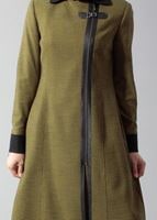 Tesettür giyim YEŞİL FERMUARLI SİVRİ YAKA TRENÇKOT 1593