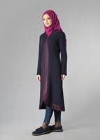 Tesettür giyim LACİVERT FERMUARLI KAPÜŞONLU TRENÇKOT 1603